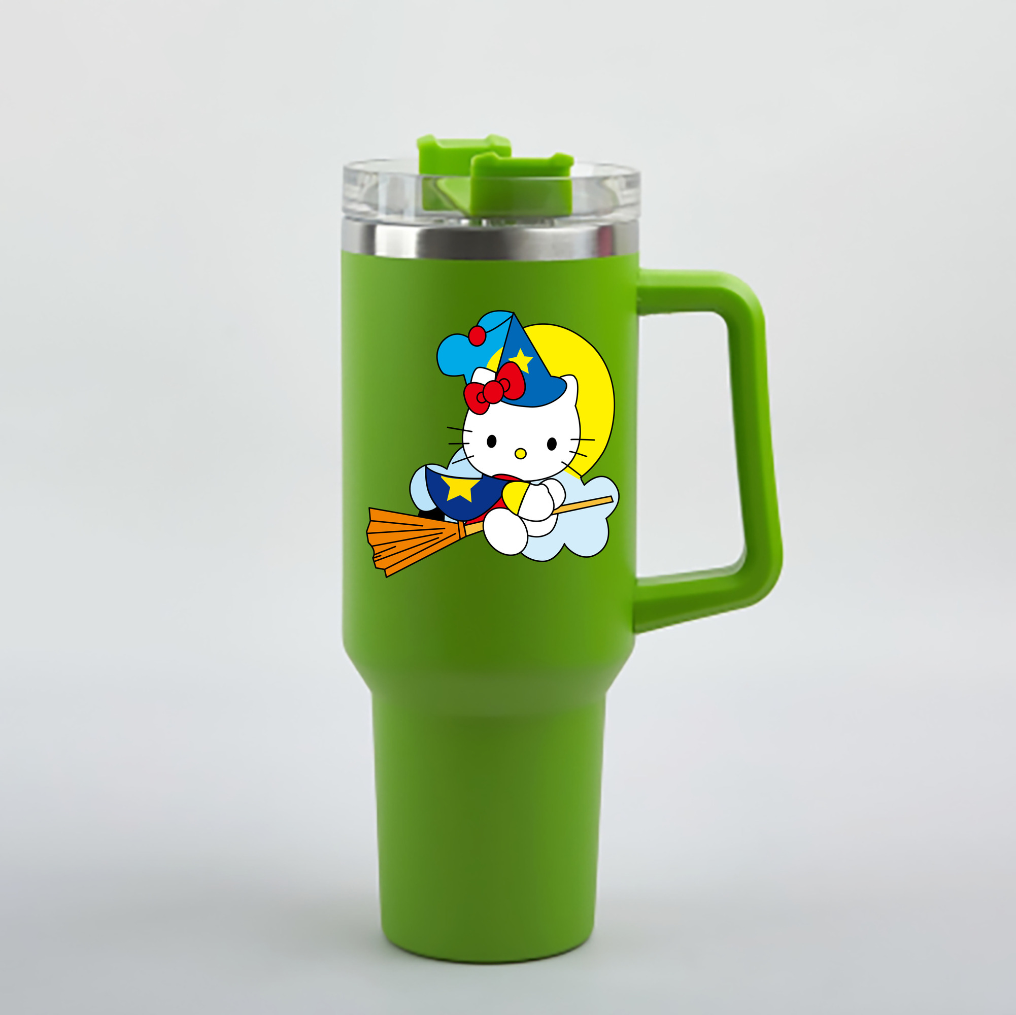 （画像用） Hello Kitty ハローキティ 1200mL車用タンブラー - クリスタルステッカー（プラスチックストロー付き）